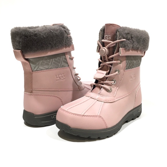UGG BUTTE II CWR SNOW BOOTS -PINK WATERPROOF LEATHER -KIDS US 4 -NEW - Picture 1 of 12